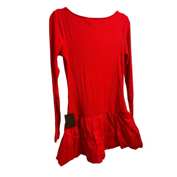 Lulus Red Long Sleeve Mini Dress Size M Ruffle Hem Stretch NWT - Picture 8 of 13